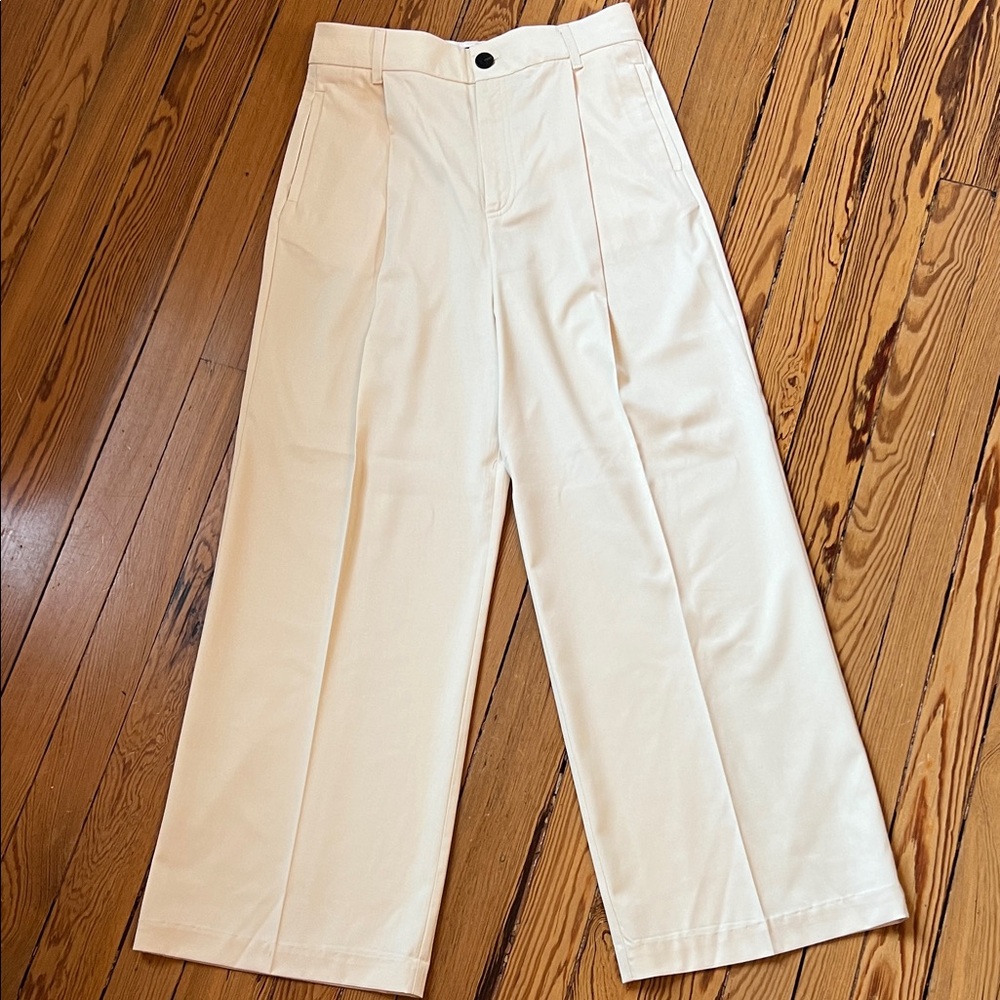Zara Lightweight High-Waist Wide Leg Pleated Trousers
